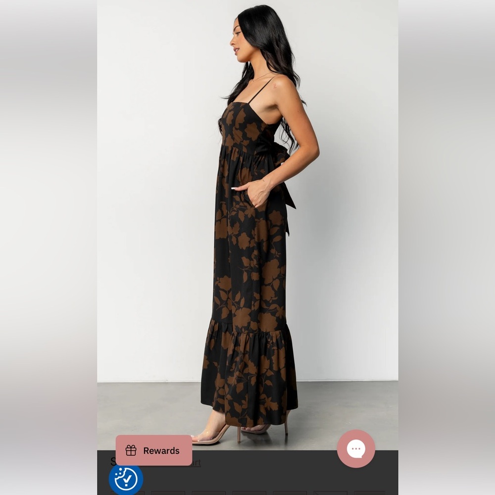 Baltic Born Black and Brown Floral Maxi Dress xl new
